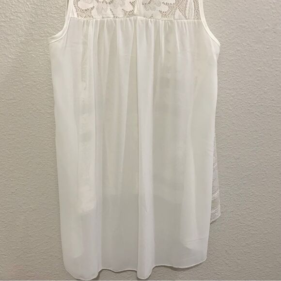 STYLE RACK TUNIC TOP WOMEN SMALL WHITE SHEER LACE HIGH LOW POPOVER. - Picture 6 of 9